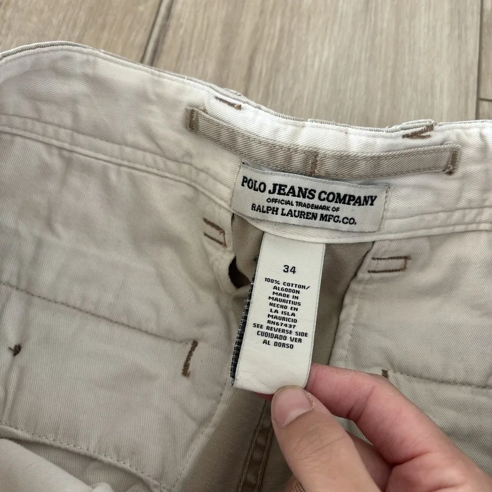 Polo Jeans Co Ralph Lauren Khaki Cargo Shorts Mens Size 34 Beige 12